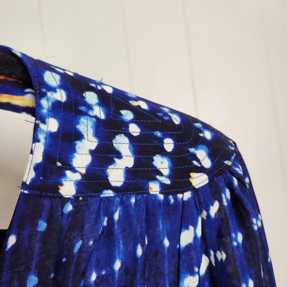 Parker Blue Surplice 100% Silk Long Sleeve Summer Mini Dress Dressy Party blue - Picture 7 of 12